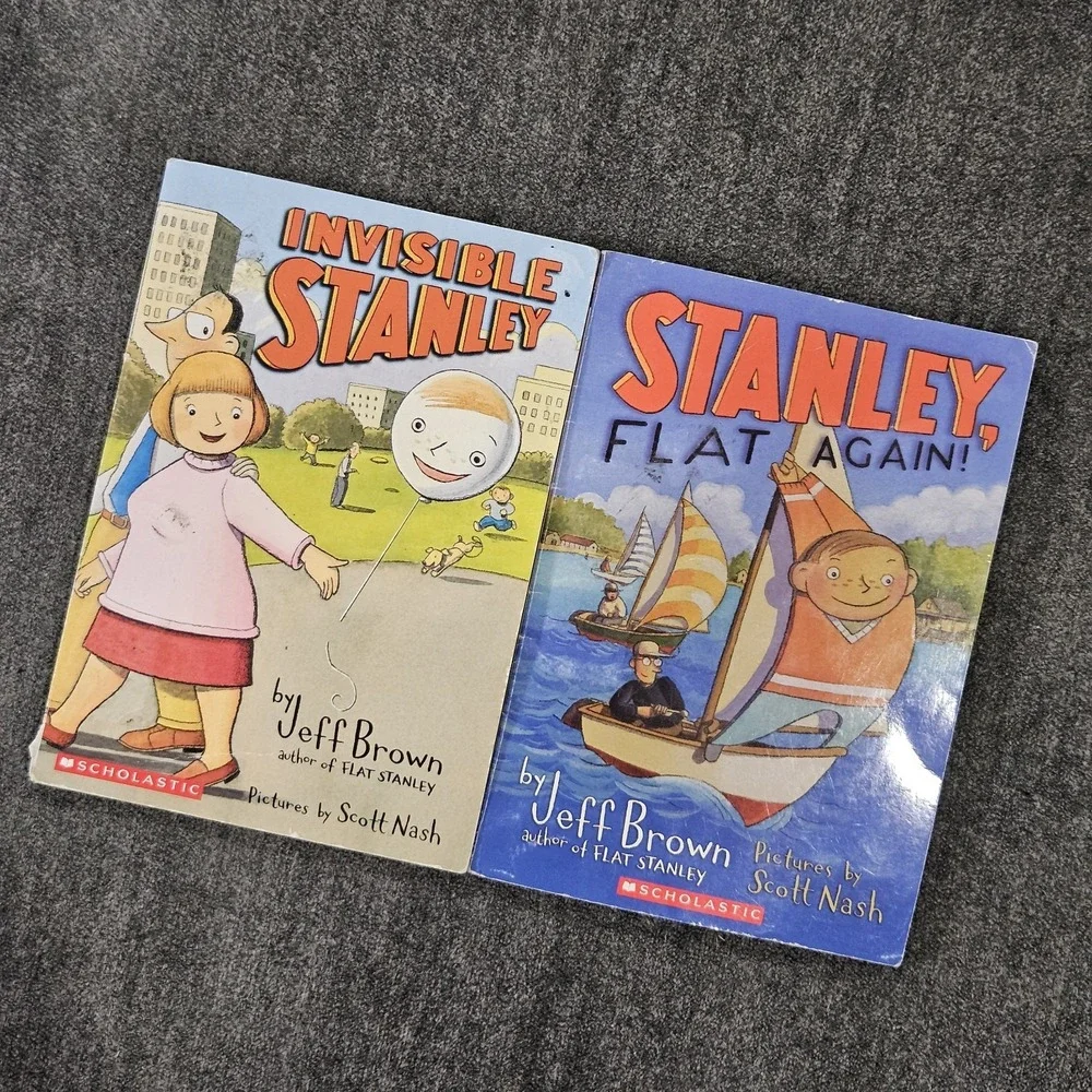 Lot Of 2 Books Invisible‎ Stanley And Stanley, Flat Again! By Jeff Brown